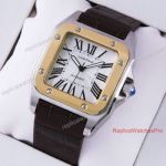 Cartier Santos 100 XL Replica 2-Tone Leather Band Automatic Replica Cartier Santos 100 Watches